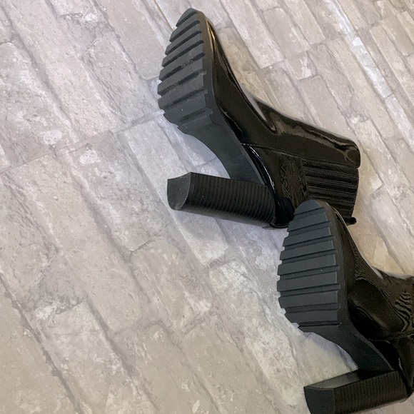 Black Patent Leather Lug Sole Boots - Picture 8 of 8